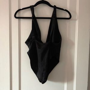Black v neck body suit